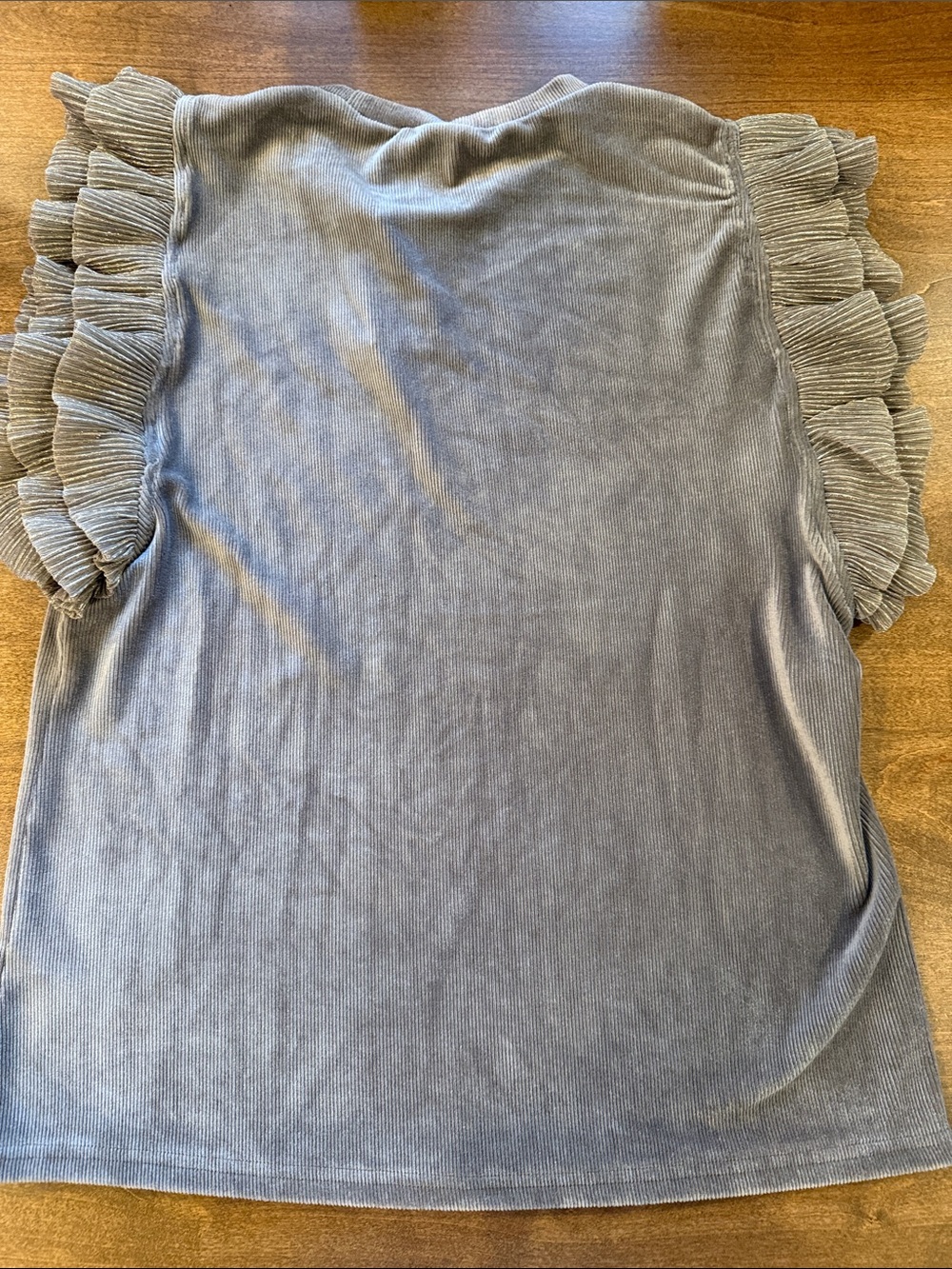 THML Dusty Blue Ruffle Sleeve Ribbed Tank Top - Picture 3 of 3